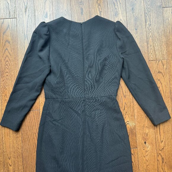 Veronica Beard Black Geoff Puff Shoulder Midi Dress Size 2 Made in USA MSRP $595 - Picture 12 of 13